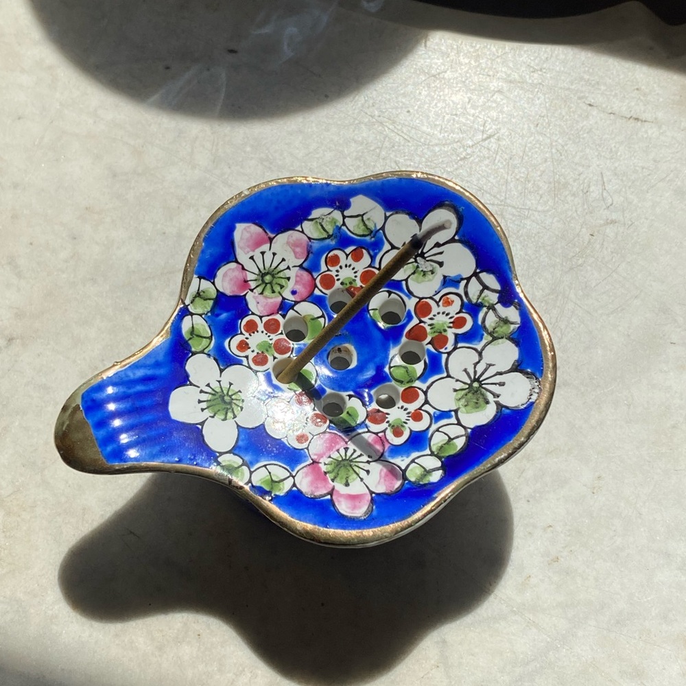 SOLD / Vintage Porcelain Tea Strainer and Storage, Made in Japan